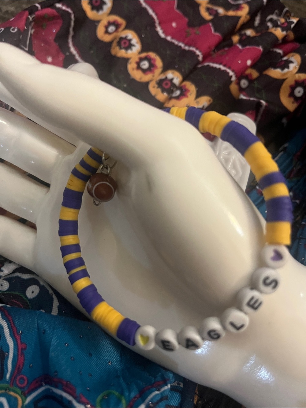 Tennessee Tech Purple & Yellow 'EAGLES' Beaded Stretch Bracelet TTU 30
